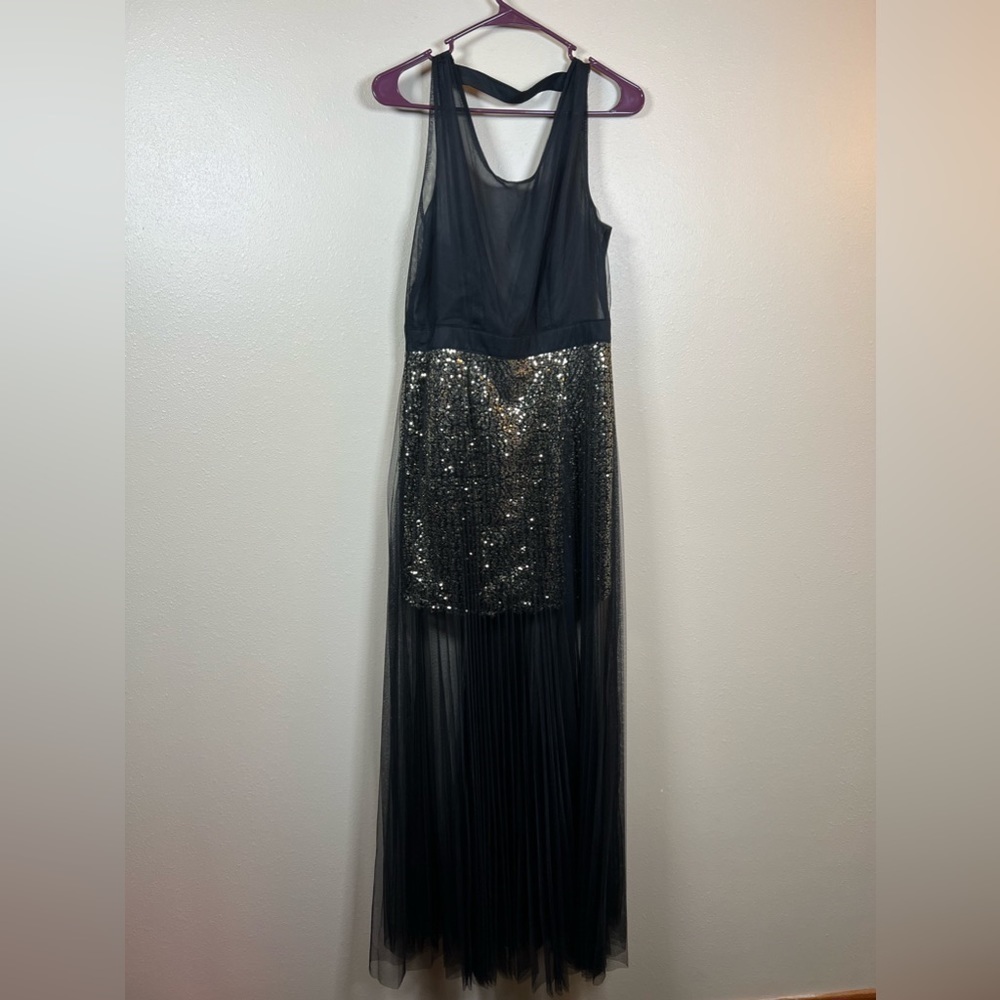 Jovonnista Black Sequin and Tulle Maxi dress Size 12